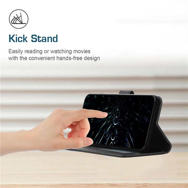 For iPhone 16 Case Stand Flip Protective Leather Phone Cover - Black