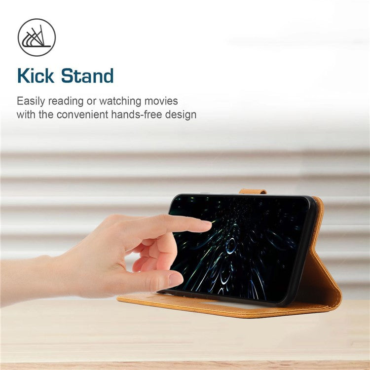 For iPhone 16 Case Stand Flip Protective Leather Phone Cover - Yellow