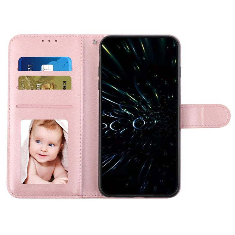 For TECNO Pova 6 Neo Case Magnetic Clasp Stand Leather Phone Cover Line Decor - Rose Gold