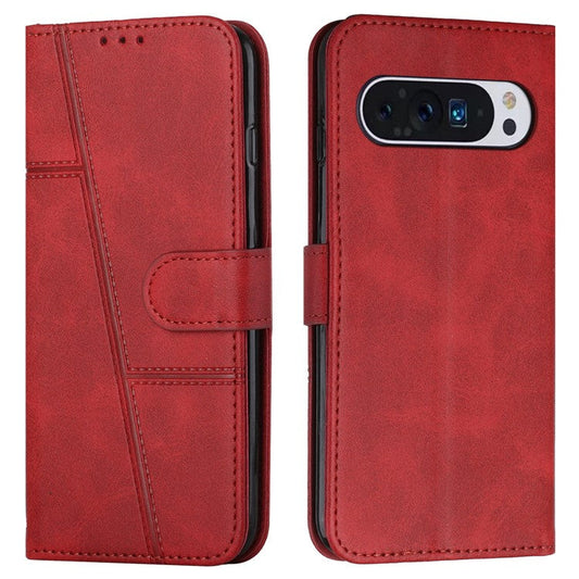 For Google Pixel 9 / Pixel 9 Pro Case Flip Wallet Card Slots Leather Phone Cover - Red