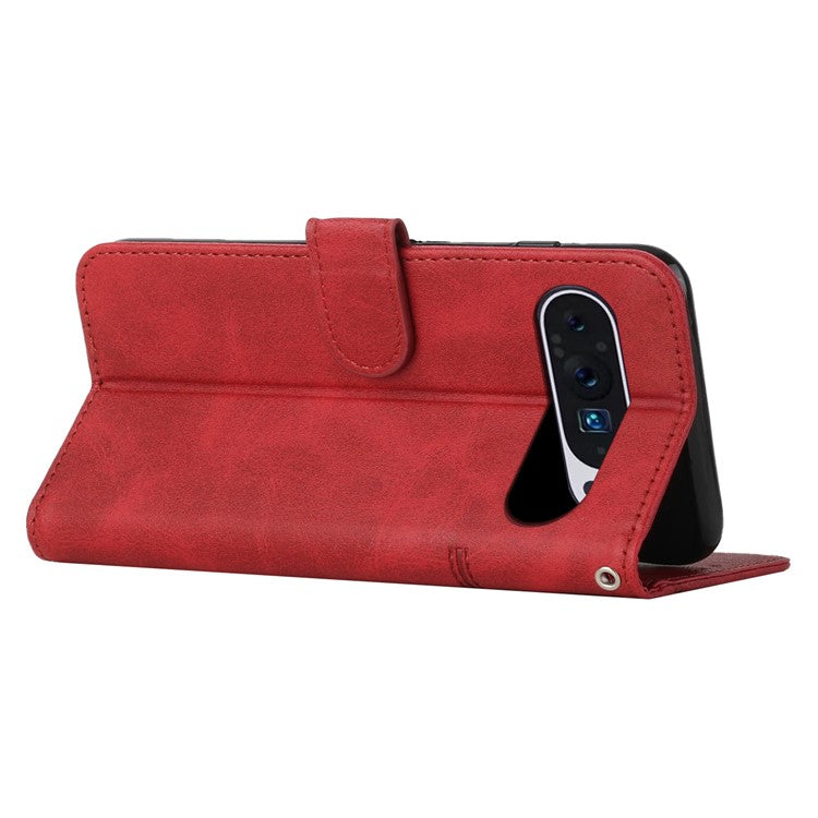 For Google Pixel 9 / Pixel 9 Pro Case Flip Wallet Card Slots Leather Phone Cover - Red