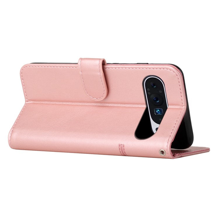 For Google Pixel 9 Pro XL Case Full Protection Card Slots Stand Leather Phone Cover - Rose Gold