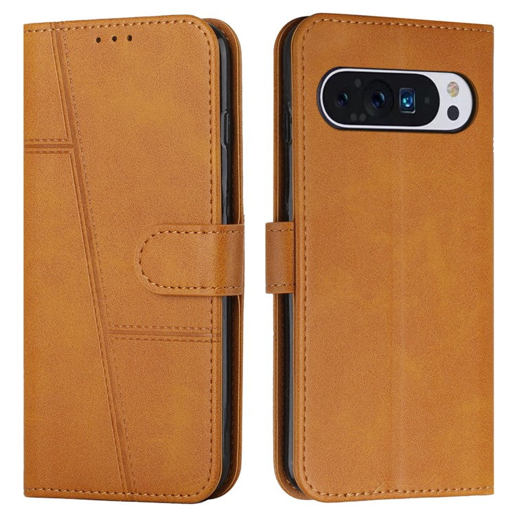 For Google Pixel 9 Pro XL Case Full Protection Card Slots Stand Leather Phone Cover - Yellow