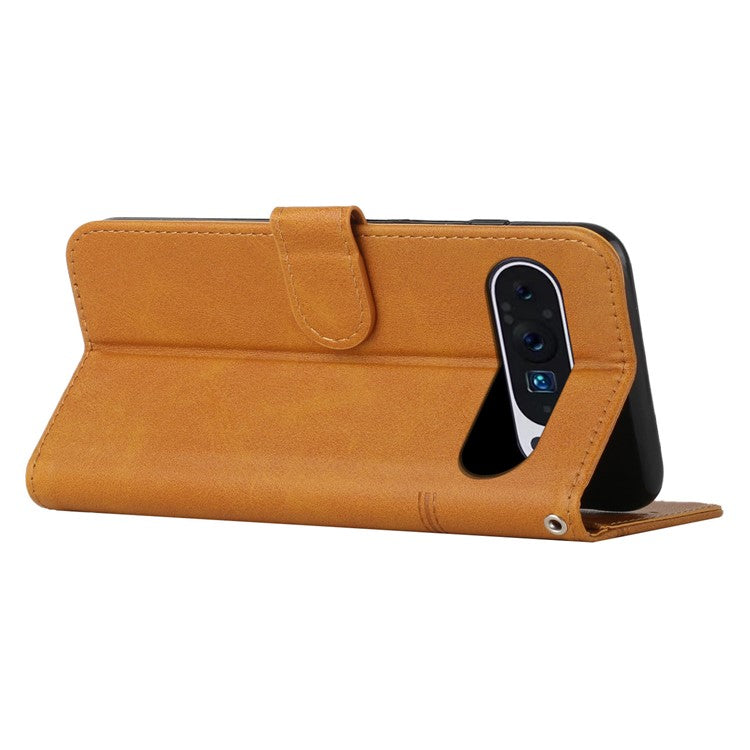 For Google Pixel 9 Pro XL Case Full Protection Card Slots Stand Leather Phone Cover - Yellow