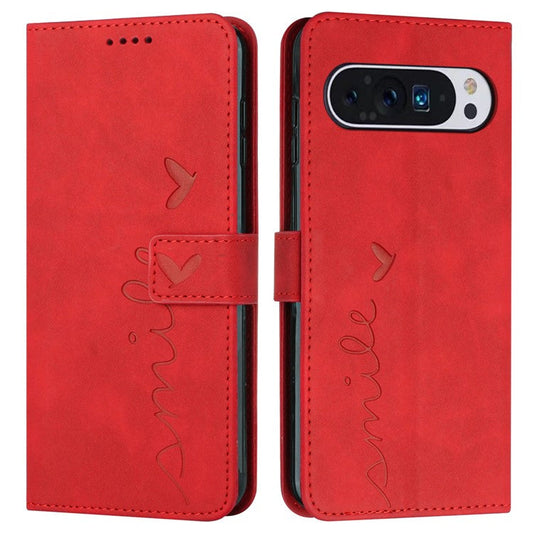 For Google Pixel 9 / Pixel 9 Pro Case Skin-touch Leather Wallet Phone Cover - Red