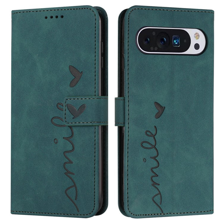 For Google Pixel 9 / Pixel 9 Pro Case Skin-touch Leather Wallet Phone Cover - Green