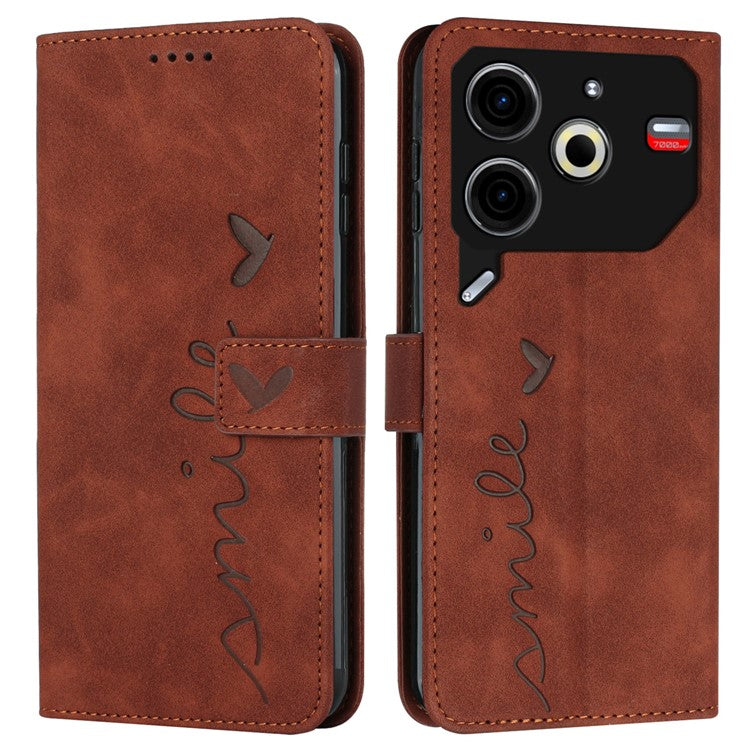 For TECNO Pova 6 Neo Wallet Case Folio PU Leather Phone Cover Card Slots - Brown
