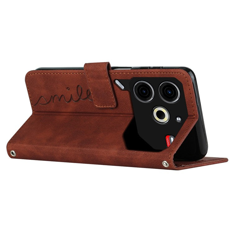 For TECNO Pova 6 Neo Wallet Case Folio PU Leather Phone Cover Card Slots - Brown