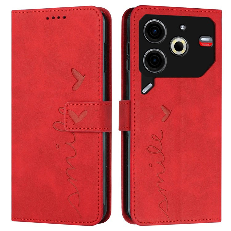 For TECNO Pova 6 Neo Wallet Case Folio PU Leather Phone Cover Card Slots - Red