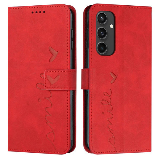 For Samsung Galaxy S24 FE Case Folding Stand PU Leather Phone Cover with Card Slots - Red