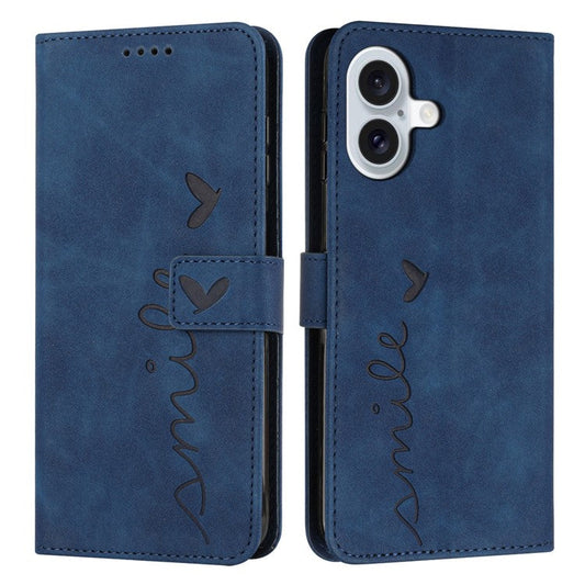 For iPhone 16 Case PU Leather Skin Touch Feeling Wallet Phone Cover - Sapphire