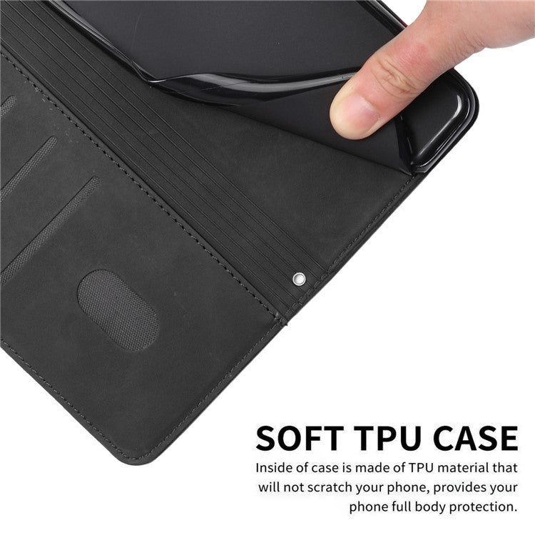 For iPhone 16 Case PU Leather Skin Touch Feeling Wallet Phone Cover - Black
