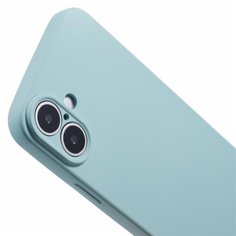 For iPhone 16 Case TPU Fiber Lining Scratch-Resistant Phone Cover with Necklace Cord Strap - Baby Blue