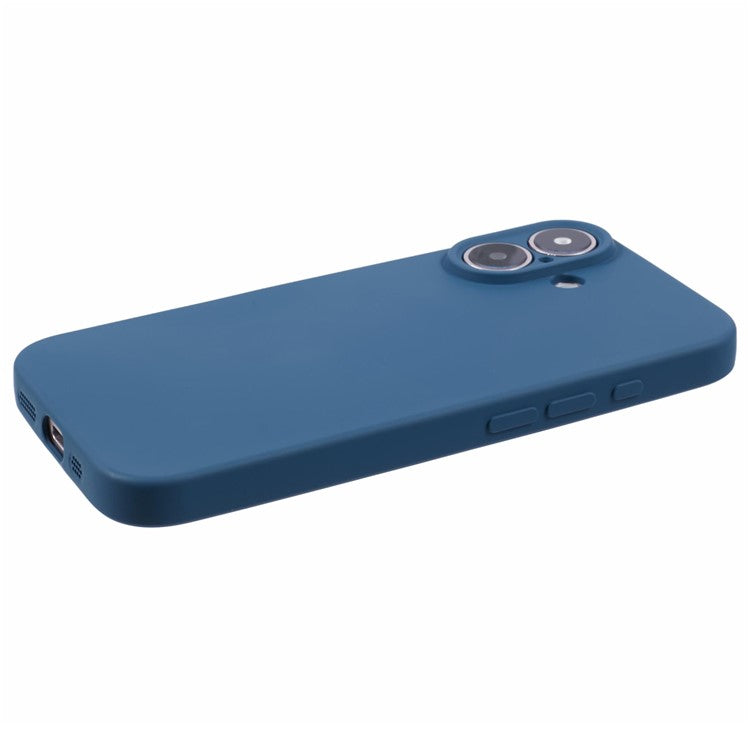 For iPhone 16 Case Fiber Lining TPU Soft Touch Phone Cover Drop Protection - Sapphire