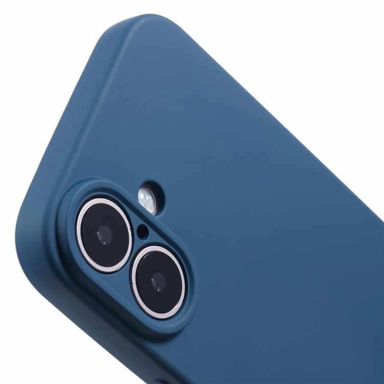 For iPhone 16 Case Fiber Lining TPU Soft Touch Phone Cover Drop Protection - Sapphire