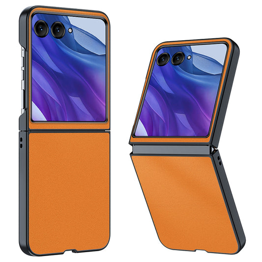 For Motorola Razr 50 Ultra 5G Case PU Leather + PC Protective Phone Cover - Orange