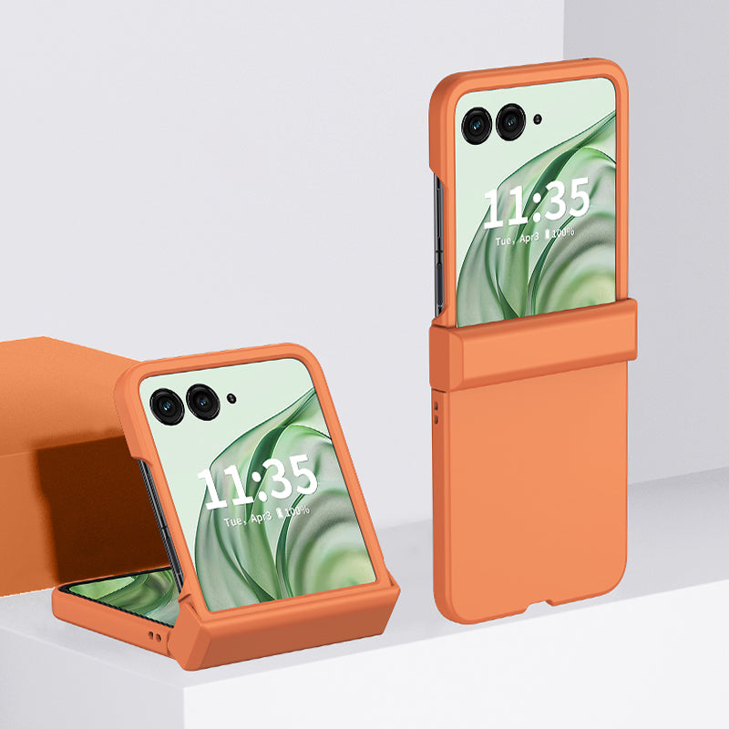 For Motorola Razr 50 Ultra 5G Case Hinge Protection Skin-touch PC Phone Cover - Orange