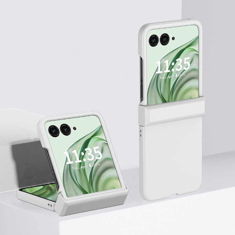 For Motorola Razr 50 Ultra 5G Case Hinge Protection Skin-touch PC Phone Cover - White