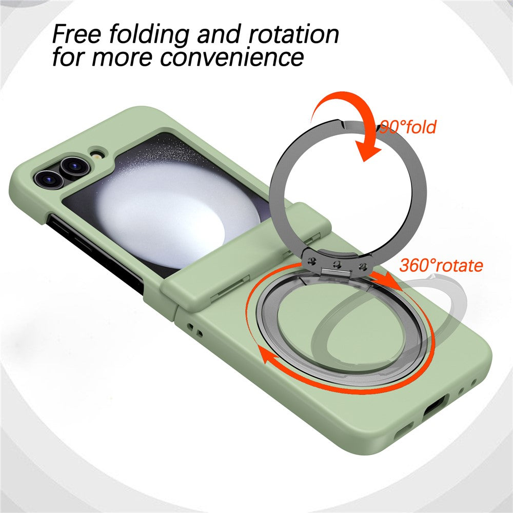 For Samsung Galaxy Z Flip7 FE 5G / Z Flip6 5G Case Magnetic Ring Holder PC+TPU Phone Cover - Light Green