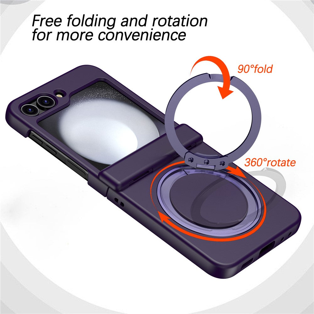 For Samsung Galaxy Z Flip7 FE 5G / Z Flip6 5G Case Magnetic Ring Holder PC+TPU Phone Cover - Dark Purple