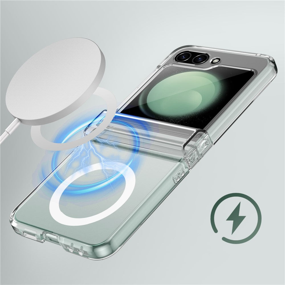 For Samsung Galaxy Z Flip7 FE 5G / Z Flip6 5G Magnetic Clear Case TPU+PC Airbag Protective Phone Cover