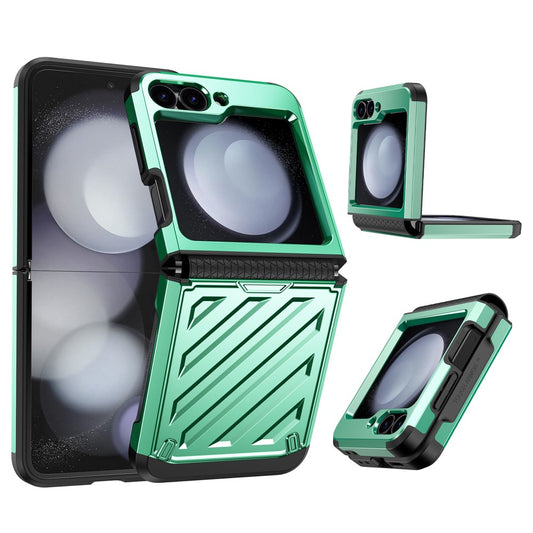 For Samsung Galaxy Z Flip7 FE 5G / Z Flip6 5G Case Electroplating TPU+PC Hinge Phone Armor Cover - Green