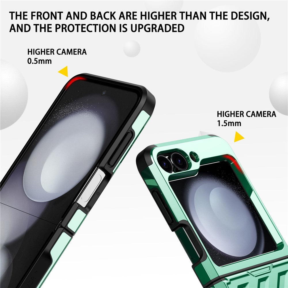 For Samsung Galaxy Z Flip7 FE 5G / Z Flip6 5G Case Electroplating TPU+PC Hinge Phone Armor Cover - Green
