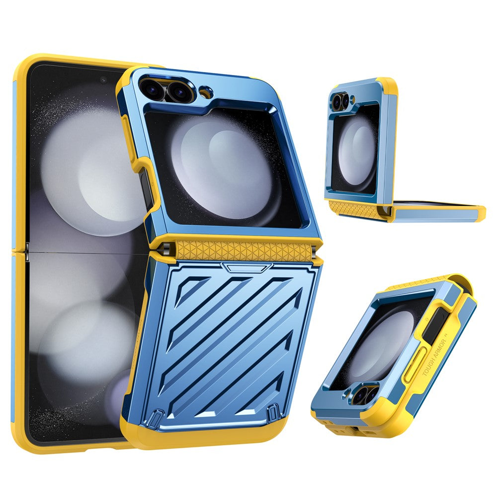 For Samsung Galaxy Z Flip7 FE 5G / Z Flip6 5G Case Electroplating TPU+PC Hinge Phone Armor Cover - Blue