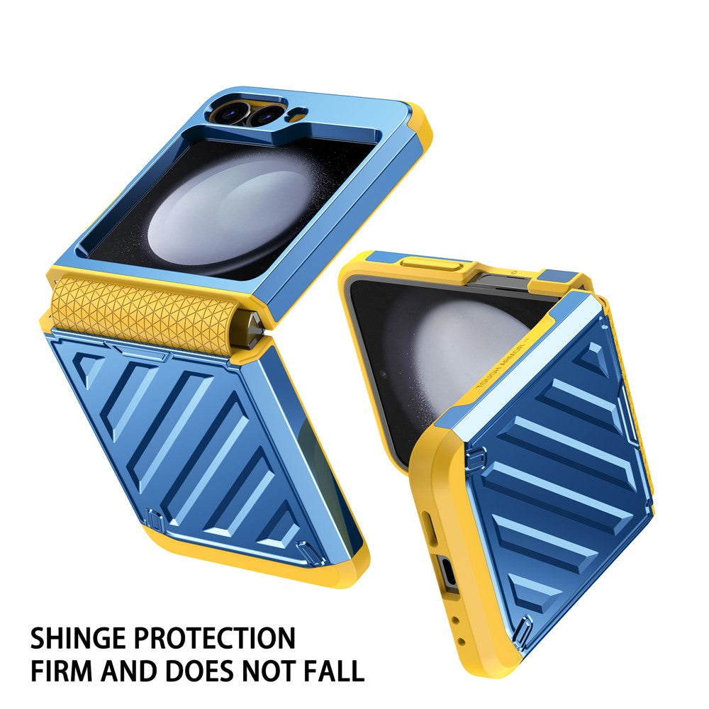 For Samsung Galaxy Z Flip7 FE 5G / Z Flip6 5G Case Electroplating TPU+PC Hinge Phone Armor Cover - Blue