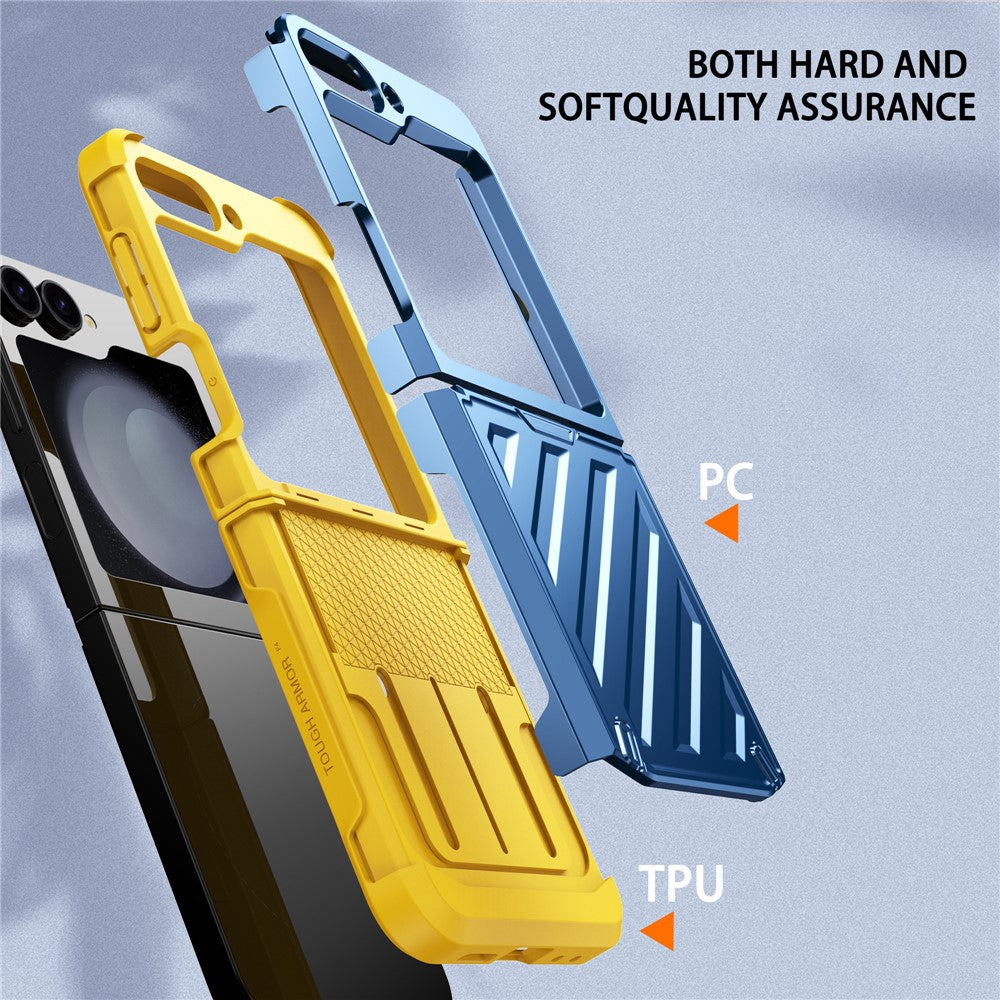 For Samsung Galaxy Z Flip7 FE 5G / Z Flip6 5G Case Electroplating TPU+PC Hinge Phone Armor Cover - Blue