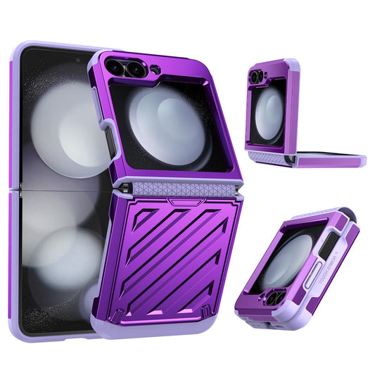 For Samsung Galaxy Z Flip7 FE 5G / Z Flip6 5G Case Electroplating TPU+PC Hinge Phone Armor Cover - Purple