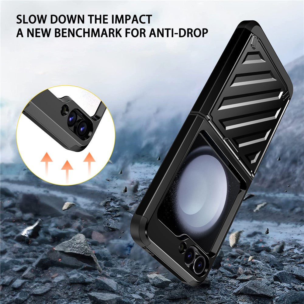 For Samsung Galaxy Z Flip7 FE 5G / Z Flip6 5G Case Electroplating TPU+PC Hinge Phone Armor Cover - Black