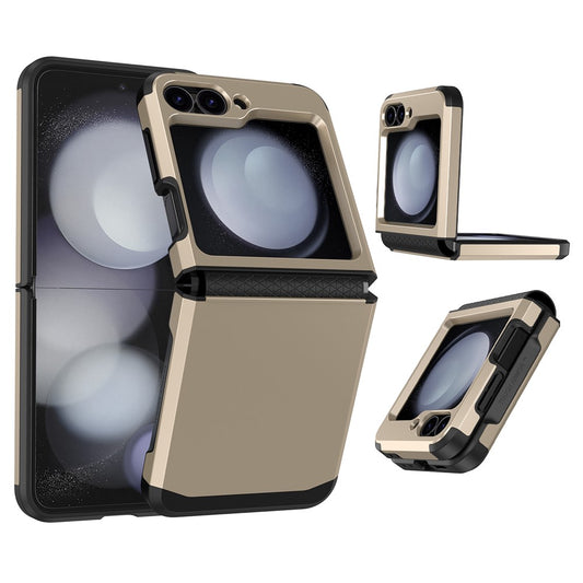 For Samsung Galaxy Z Flip7 FE 5G / Z Flip6 5G Case TPU+PC Phone Cover with Hinge Protection - Gold
