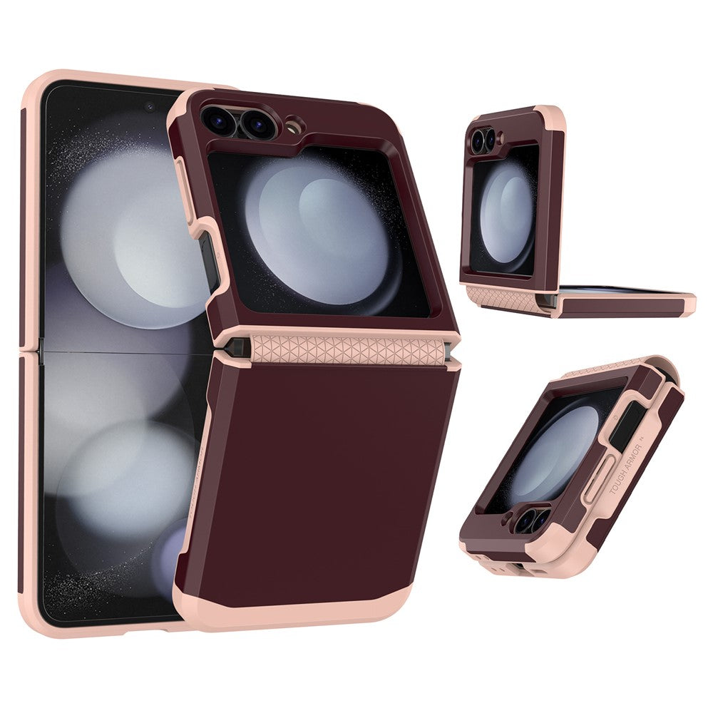 For Samsung Galaxy Z Flip7 FE 5G / Z Flip6 5G Case TPU+PC Phone Cover with Hinge Protection - Wine Red