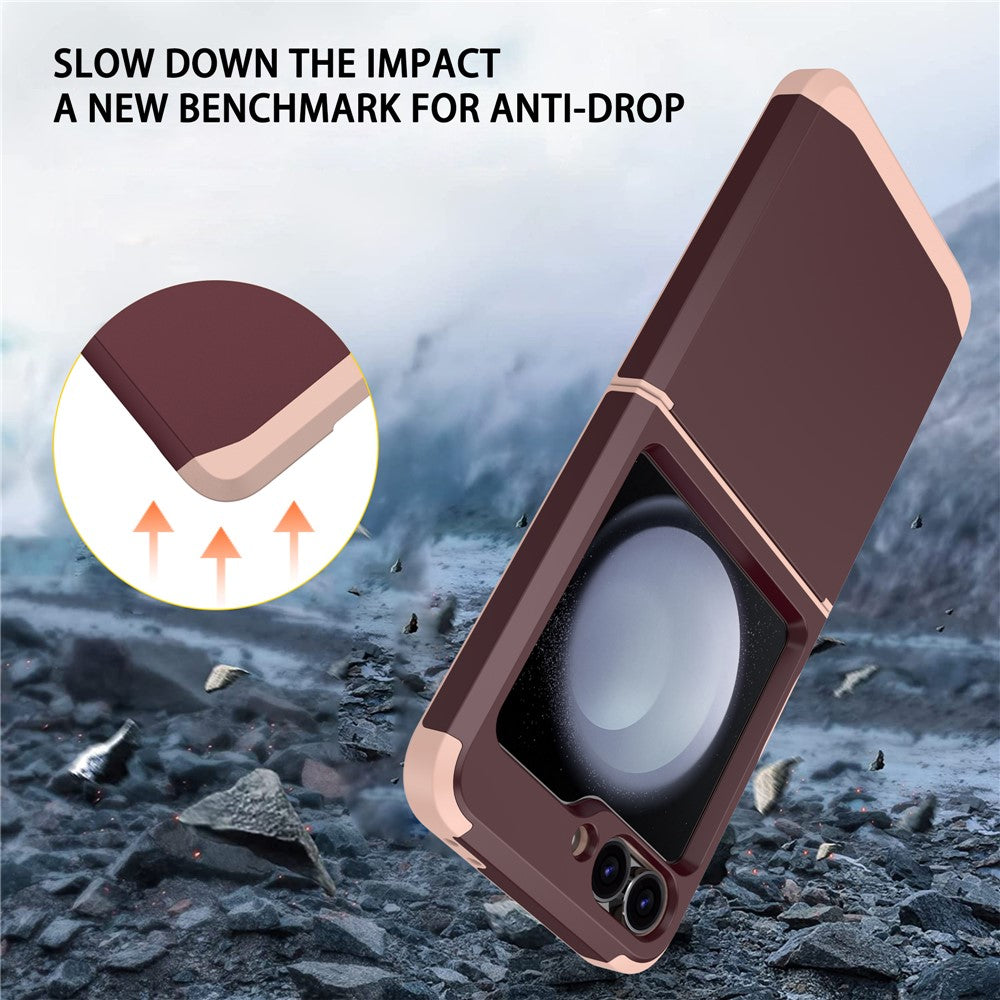 For Samsung Galaxy Z Flip7 FE 5G / Z Flip6 5G Case TPU+PC Phone Cover with Hinge Protection - Wine Red