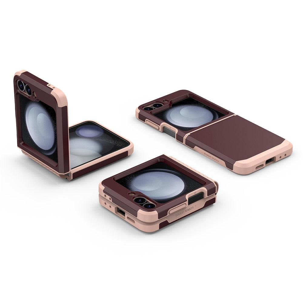 For Samsung Galaxy Z Flip7 FE 5G / Z Flip6 5G Case TPU+PC Phone Cover with Hinge Protection - Wine Red