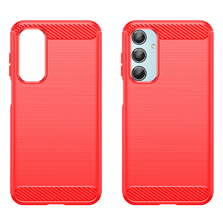 For Samsung Galaxy M35 5G Case Brushed TPU Phone Cover Carbon Fiber Texture - Red