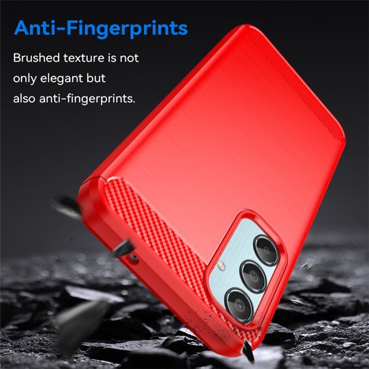 For Samsung Galaxy M35 5G Case Brushed TPU Phone Cover Carbon Fiber Texture - Red