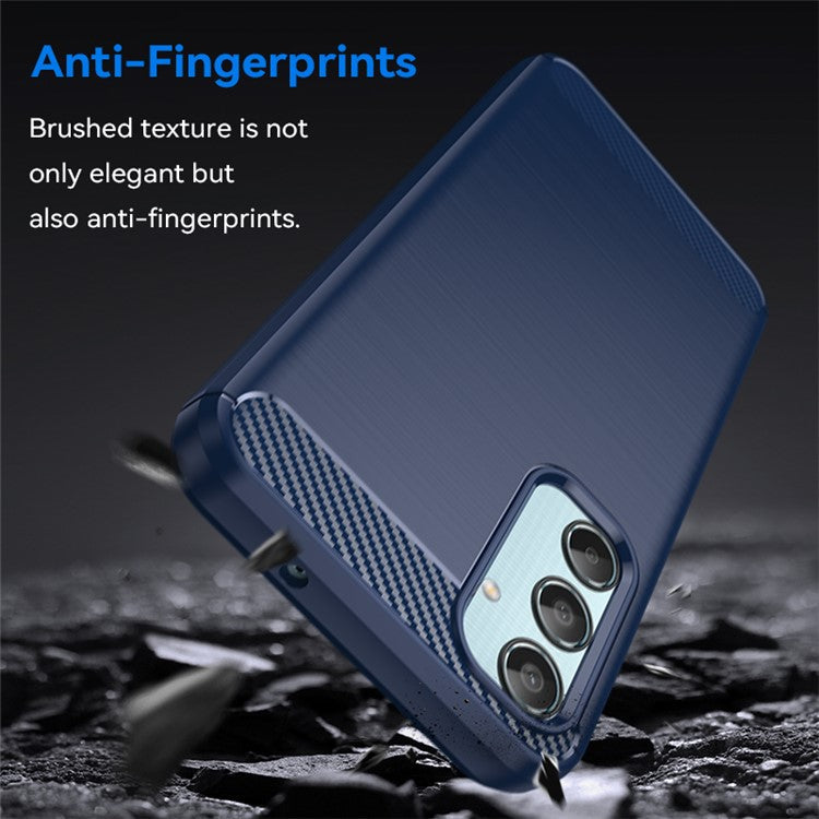 For Samsung Galaxy M35 5G Case Brushed TPU Phone Cover Carbon Fiber Texture - Blue