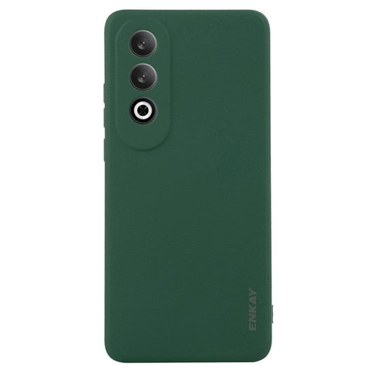 ENKAY HAT PRINCE For OnePlus Nord CE4 5G Case Straight Edge Liquid Silicone Phone Cover - Blackish Green