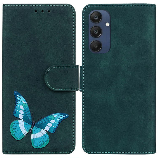For Samsung Galaxy M35 5G Case PU Leather Stand Phone Cover Butterfly Printed - Green