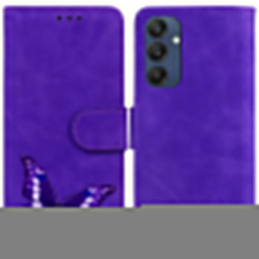 For Samsung Galaxy M35 5G Case PU Leather Stand Phone Cover Butterfly Printed - Purple