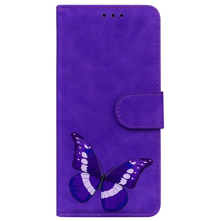 For Samsung Galaxy M35 5G Case PU Leather Stand Phone Cover Butterfly Printed - Purple