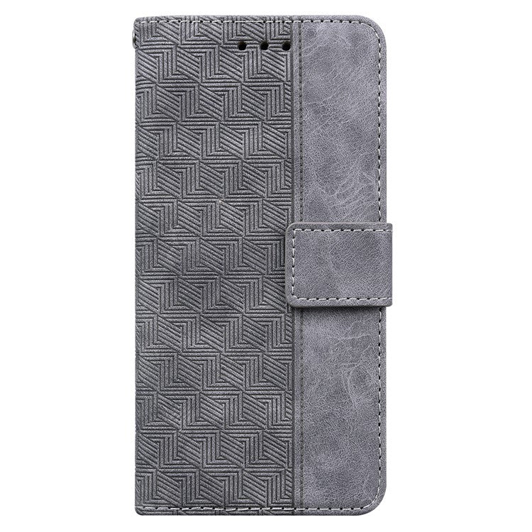 For Samsung Galaxy M35 5G Phone Case Geometry Pattern Leather Flip Wallet Cover - Grey