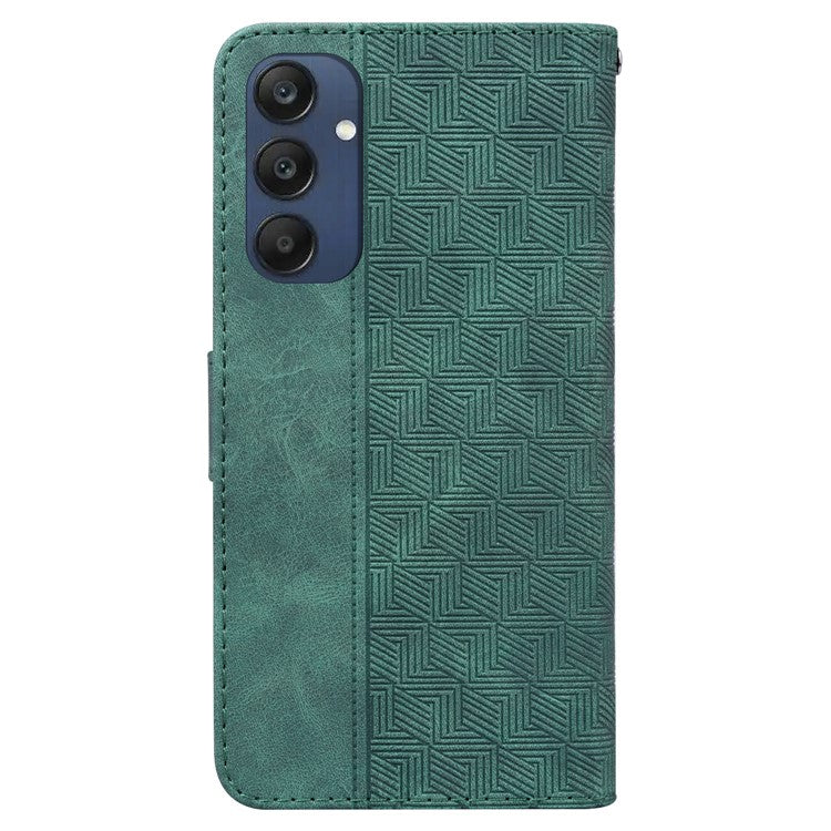 For Samsung Galaxy M35 5G Phone Case Geometry Pattern Leather Flip Wallet Cover - Green