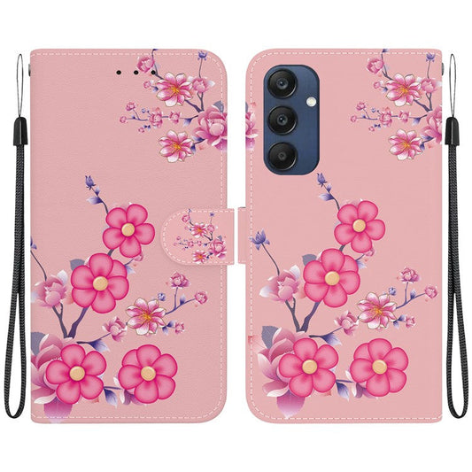 For Samsung Galaxy M35 5G Case Leather Wallet Phone Cover Pattern Printing - Sakura
