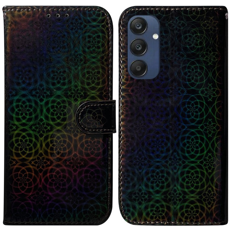 For Samsung Galaxy M35 5G Case Dazzling Flower Leather Phone Cover with Stand - Black