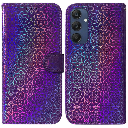 For Samsung Galaxy M35 5G Case Dazzling Flower Leather Phone Cover with Stand - Purple