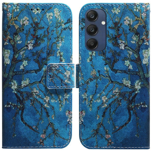 For Samsung Galaxy M35 5G Case Pattern Print Leather Wallet Phone Cover - Apricot Flowers
