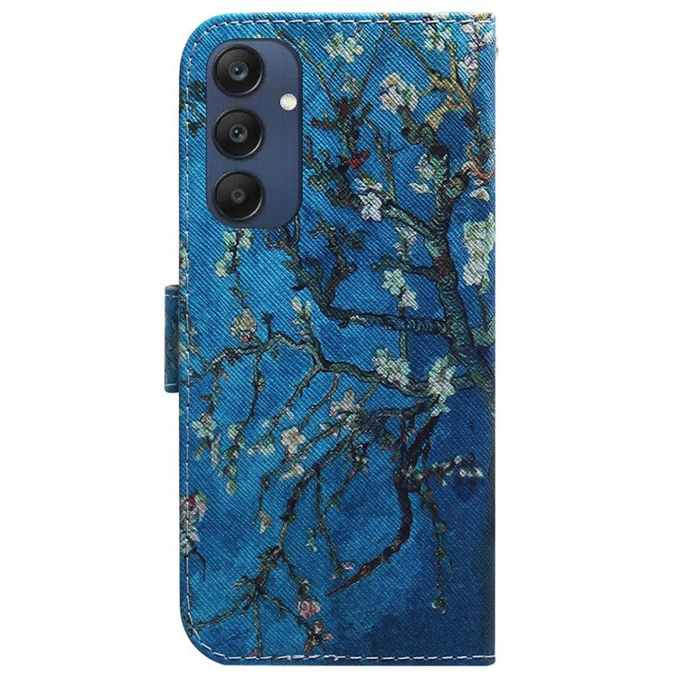 For Samsung Galaxy M35 5G Case Pattern Print Leather Wallet Phone Cover - Apricot Flowers